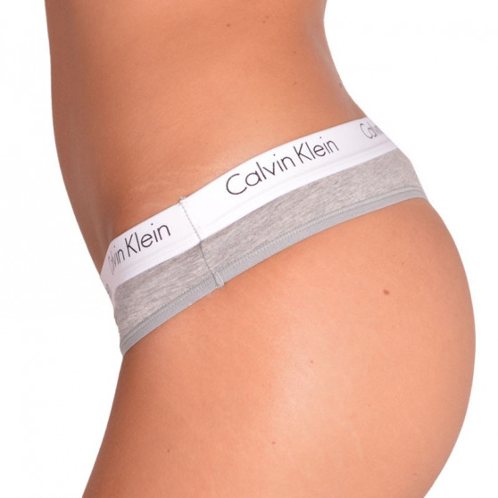 2PACK Sieviešu stringi Calvin Klein pelēks (QD3583E-020)