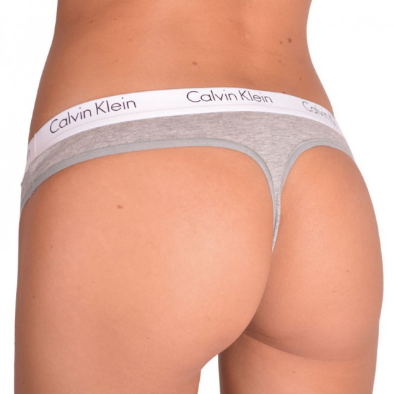 2PACK Sieviešu stringi Calvin Klein pelēks (QD3583E-020)