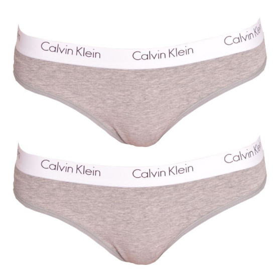 2PACK Sieviešu stringi Calvin Klein pelēks (QD3583E-020)