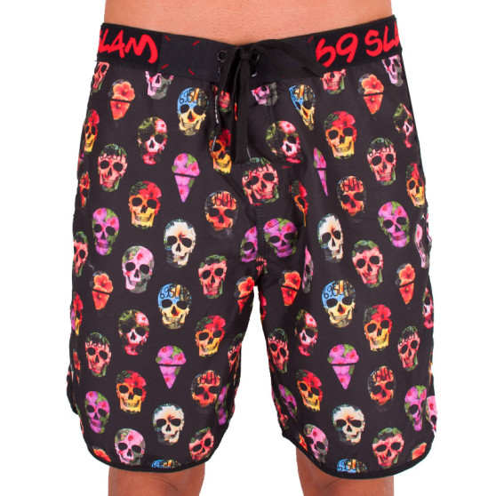 Vīriešu peldkostīmi 69SLAM Short Boardshort Medium hibiscus skull black