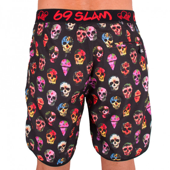 Vīriešu peldkostīmi 69SLAM Short Boardshort Medium hibiscus skull black