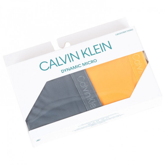 2PACK Sieviešu stringi Calvin Klein daudzkrāsains (QD3695E-TSR)