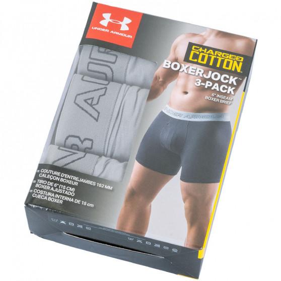 3PACK vīriešu bokseru šorti Under Armour pelēki (1277279 039)