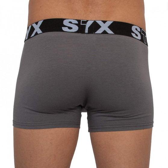 3PACK vīriešu bokseru bikses Styx sporta elastīgās oversized tumši pelēkas krāsas (R10636363)