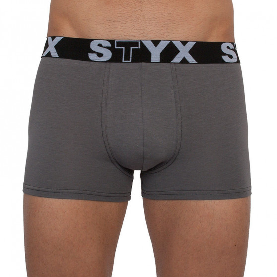 3PACK vīriešu bokseru bikses Styx sporta elastīgās oversized tumši pelēkas krāsas (R10636363)