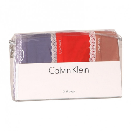 3PACK Sieviešu stringi Calvin Klein daudzkrāsains (QD3802E-147)