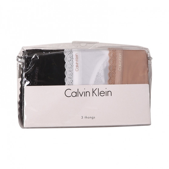 3PACK Sieviešu stringi Calvin Klein daudzkrāsains (QD3802E-FIY)