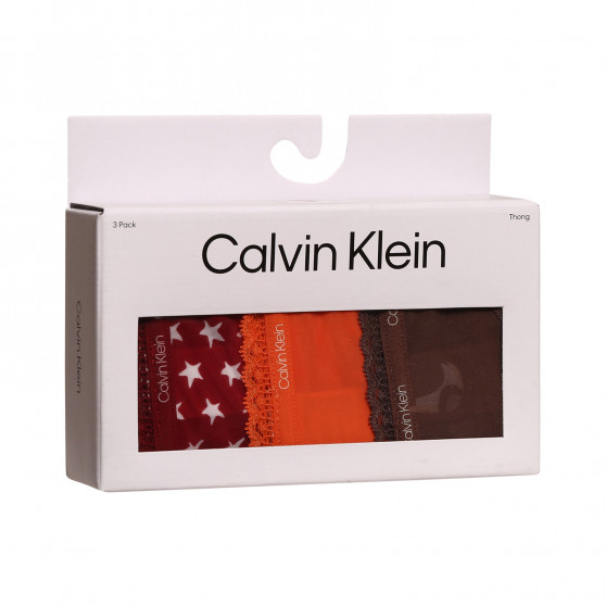 3PACK Sieviešu stringi Calvin Klein daudzkrāsains (QD3802E-65K)