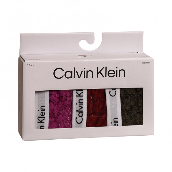 3PACK Sieviešu brazīliešu biksītes Calvin Klein daudzkrāsainas (QD3925E-6VY)