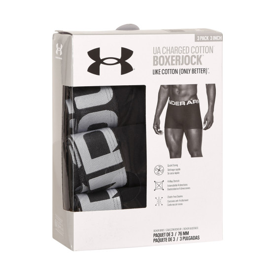 3PACK vīriešu bokseru šorti Under Armour melni (1363616 001)