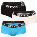 3PACK Sieviešu biksītes Styx ar kājiņu daudzkrāsainas (3IN96019)