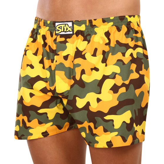 Vīriešu bokserbokseršorti Styx art classic rubber oversized camouflage yellow (E1559)