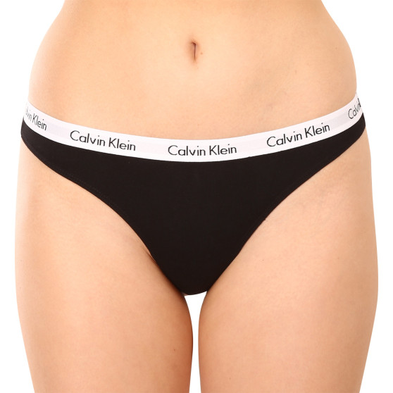 3PACK sieviešu stringi Calvin Klein melni (QD3587E-001)