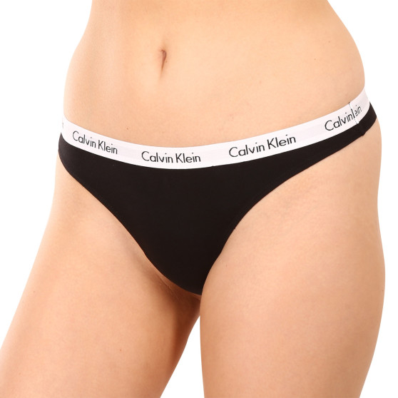 3PACK sieviešu stringi Calvin Klein melni (QD3587E-001)