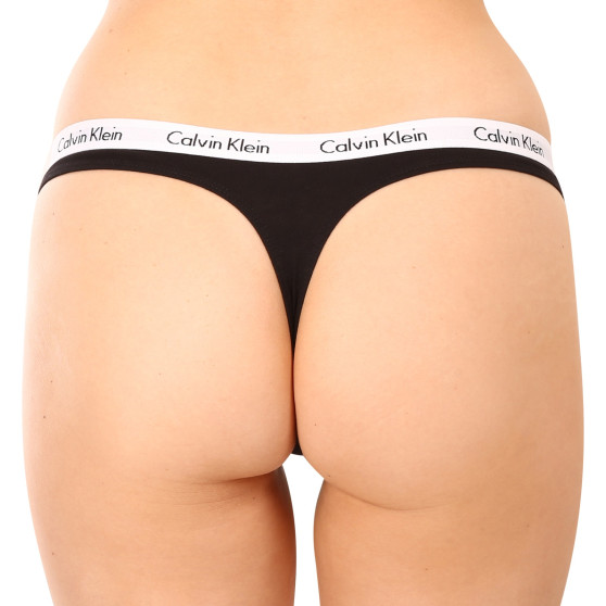 3PACK sieviešu stringi Calvin Klein melni (QD3587E-001)