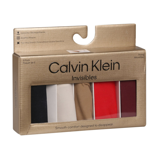 5PACK Sieviešu stringi Calvin Klein bezšuvju daudzkrāsains (QD5147E-HW1)