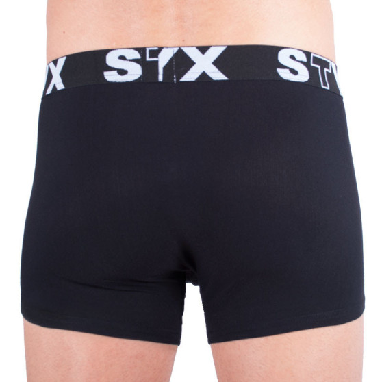 3PACK vīriešu bokseru bikses Styx sporta elastīgās oversized melnas krāsas (3R960)