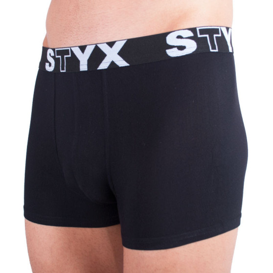 3PACK vīriešu bokseru bikses Styx sporta elastīgās oversized melnas krāsas (3R960)