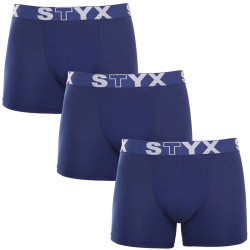 3PACK vīriešu bokseru šorti Styx garie sporta elastīgie tumši zili (3U968)