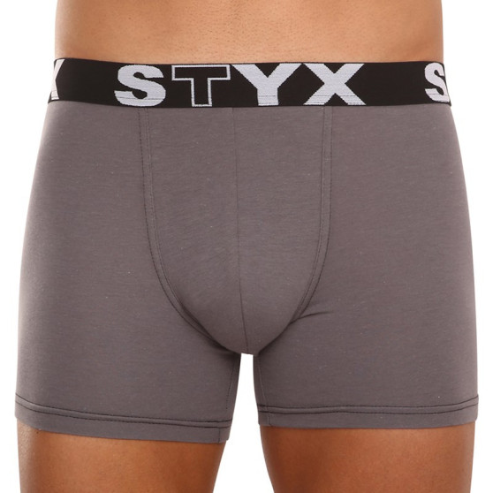 3PACK vīriešu bokseru šorti Styx garie sporta elastīgie tumši pelēki (3U1063)