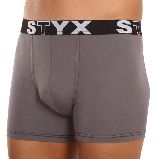 3PACK vīriešu bokseru šorti Styx garie sporta elastīgie tumši pelēki (3U1063)