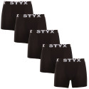 5PACK vīriešu bokseru bikses Styx garas sporta elastīgas melnas (5U960)