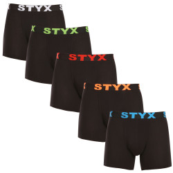 5PACK vīriešu bokseru bikses Styx garas sporta elastīgas melnas (5U9602)