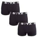 3PACK bērnu bokseru šorti Styx sporta elastīgie melni (3GJ960)