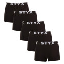 5PACK vīriešu bokseru bikses Styx sporta elastīgās oversized melnas krāsas (5R960)