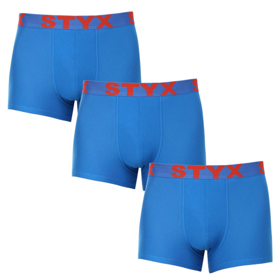 3PACK vīriešu bokseru šorti Styx sport elastīgi zili (3G1167)