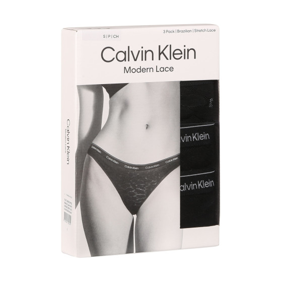 3PACK sieviešu brazīliešu biksītes Calvin Klein melnas (QD5225E-UB1)