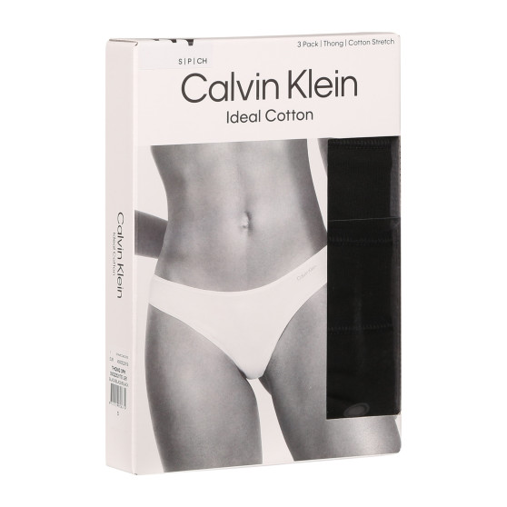 3PACK sieviešu stringi Calvin Klein melni (QD5217E-UB1)