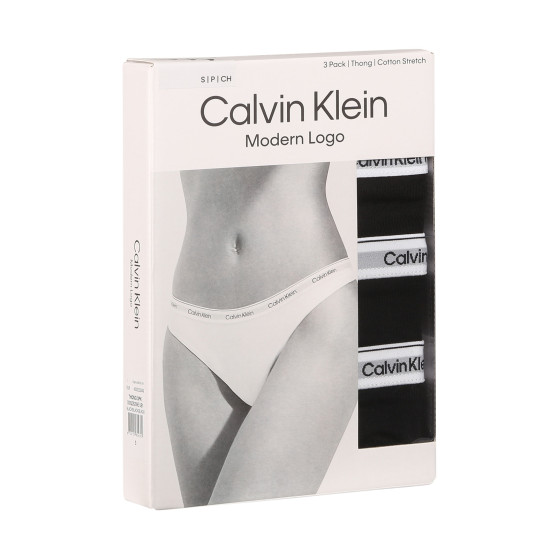 3PACK sieviešu stringi Calvin Klein melni (QD5209E-UB1)