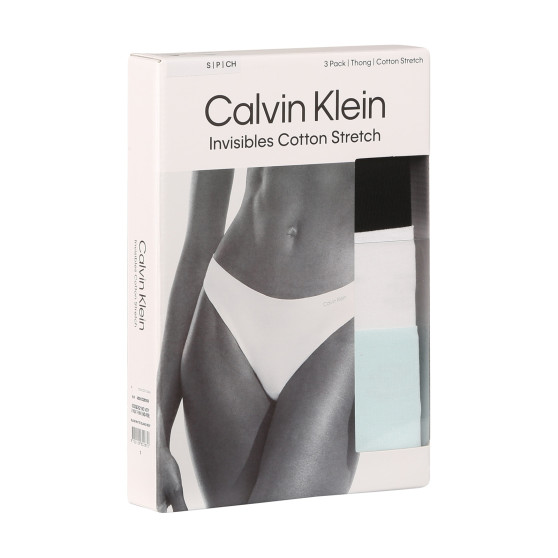 3PACK Sieviešu stringi Calvin Klein daudzkrāsains (QD5219E-NOY)