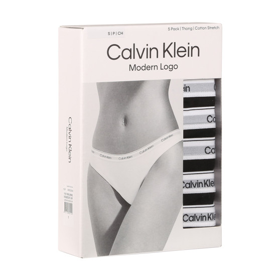 5PACK sieviešu stringi Calvin Klein melni (QD5221E-UB1)