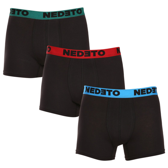 3PACK vīriešu bokseru šorti Nedeto melni (3NB002)