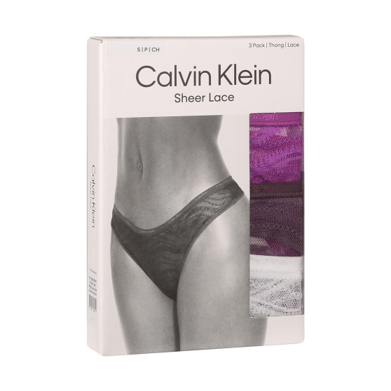 3PACK Sieviešu stringi Calvin Klein daudzkrāsains (QD5216E-NOW)