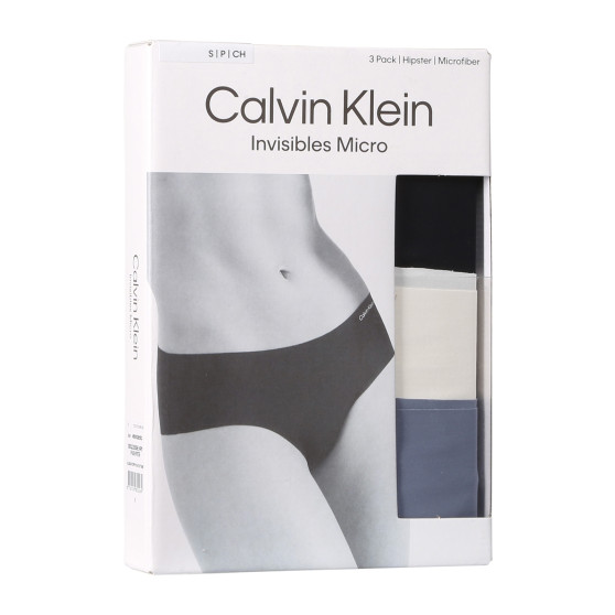 3PACK Sieviešu biksītes Calvin Klein bezšuvju daudzkrāsainas (QD3559E-NP0)