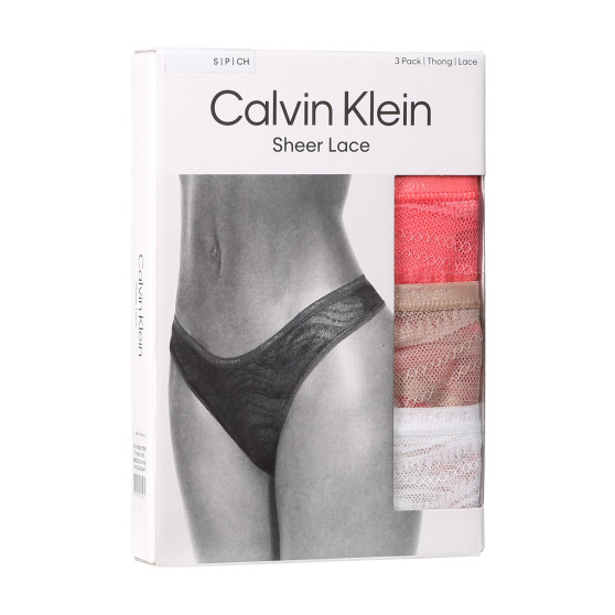 3PACK Sieviešu stringi Calvin Klein daudzkrāsains (QD5216E-NOX)