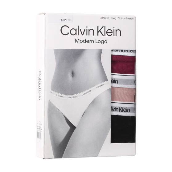 3PACK Sieviešu stringi Calvin Klein daudzkrāsains (QD5209E-NP6)