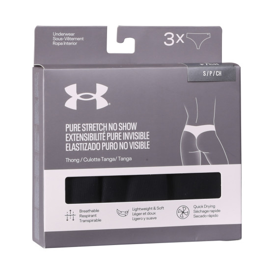 3PACK sieviešu stringi Under Armour melni (1383893 001)