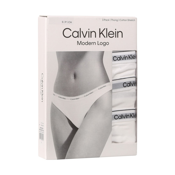 3PACK Sieviešu stringi Calvin Klein white (QD5209E-100)