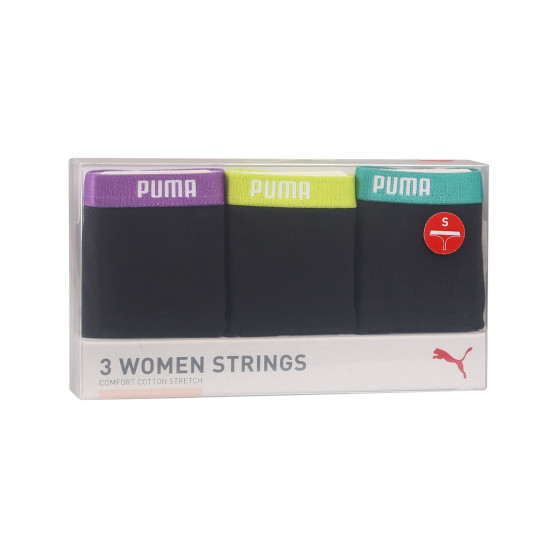 3PACK sieviešu stringi Puma melni (503008001 005)