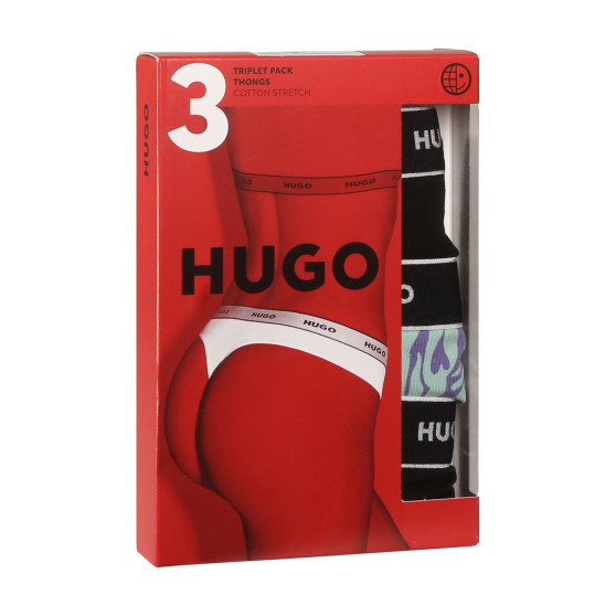 3PACK Sieviešu stringi HUGO daudzkrāsains (50480150 981)