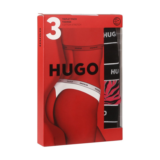 3PACK Sieviešu stringi HUGO daudzkrāsains (50480150 981)