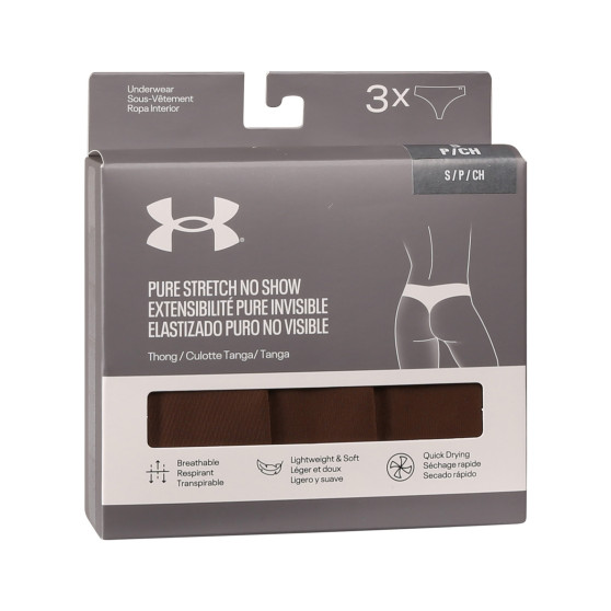 3PACK Sieviešu stringi Under Armour brūns (1383893 625)