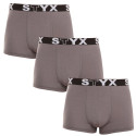 3PACK vīriešu bokseru bikses Styx sporta elastīgās oversized tumši pelēkas krāsas (R10636363)