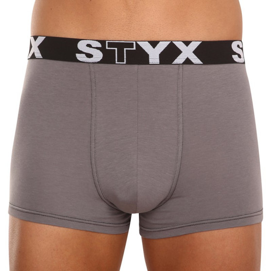 3PACK vīriešu bokseru bikses Styx sporta elastīgās oversized tumši pelēkas krāsas (R10636363)