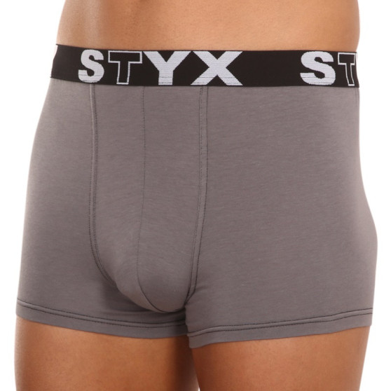 3PACK vīriešu bokseru bikses Styx sporta elastīgās oversized tumši pelēkas krāsas (R10636363)