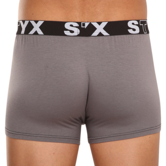 3PACK vīriešu bokseru bikses Styx sporta elastīgās oversized tumši pelēkas krāsas (R10636363)